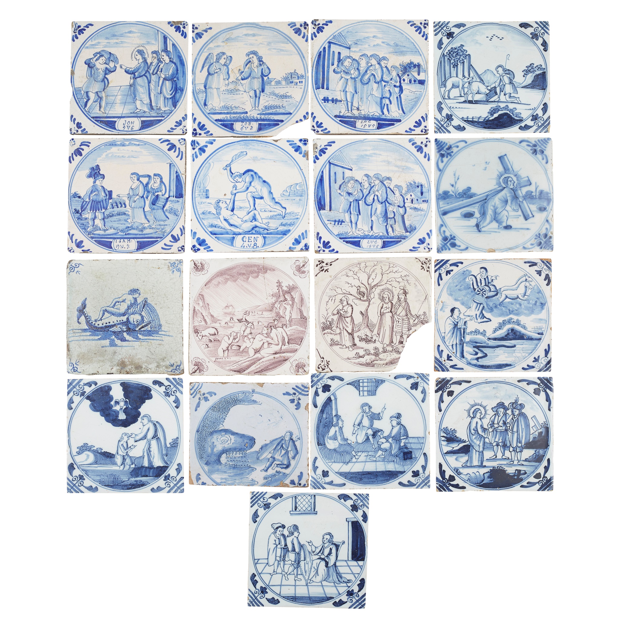 SEVENTEEN DUTCH DELFT TILES