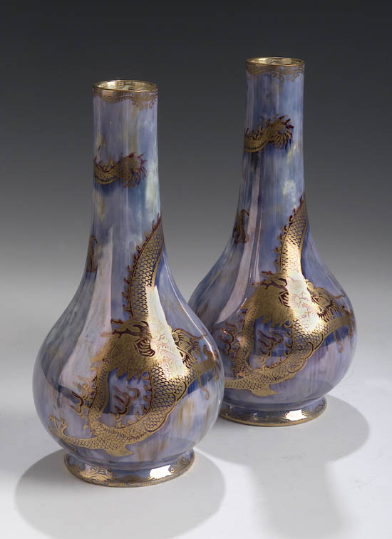 A pair of Wedgwood 'Dragon Lustre' vases