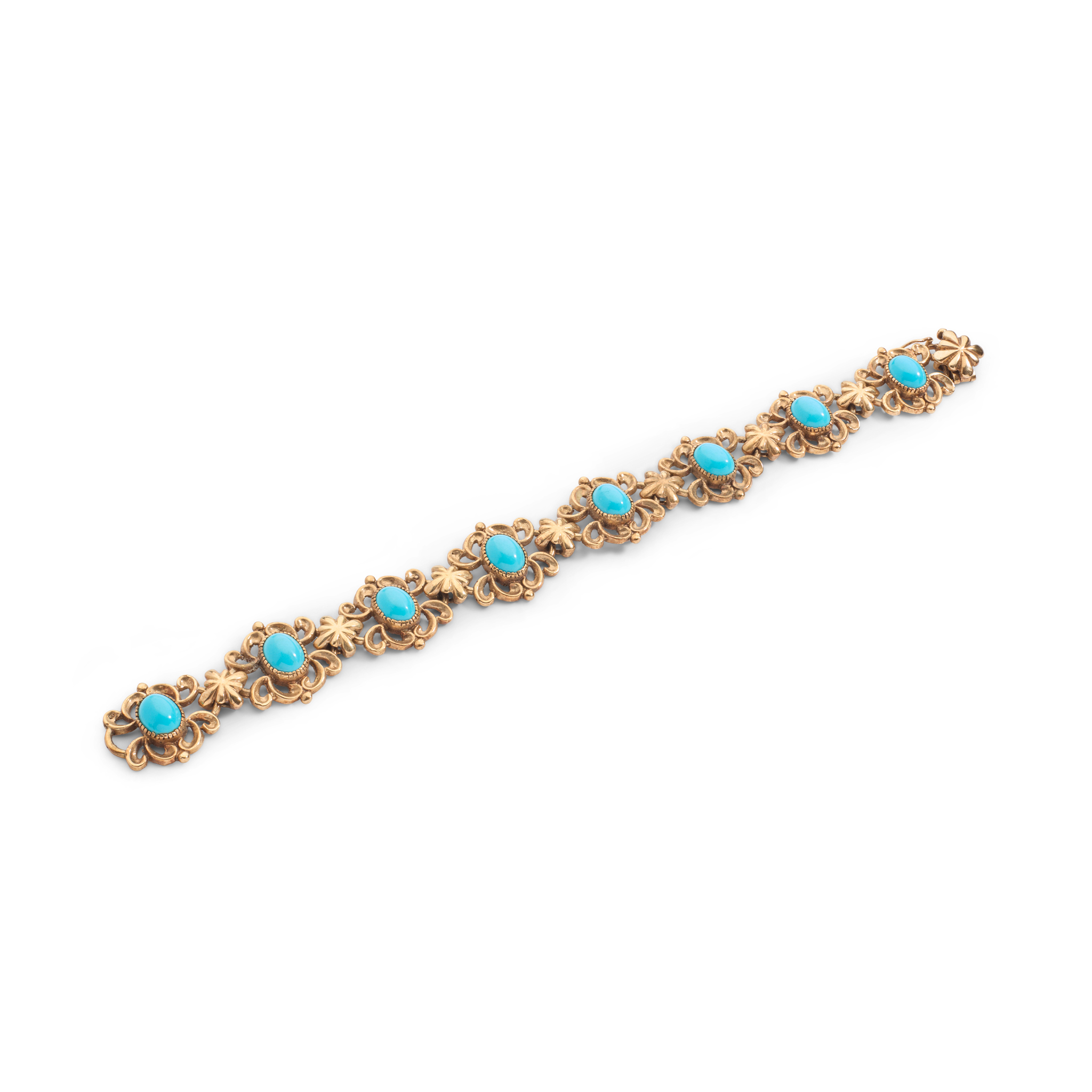 A 9ct gold turquoise bracelet