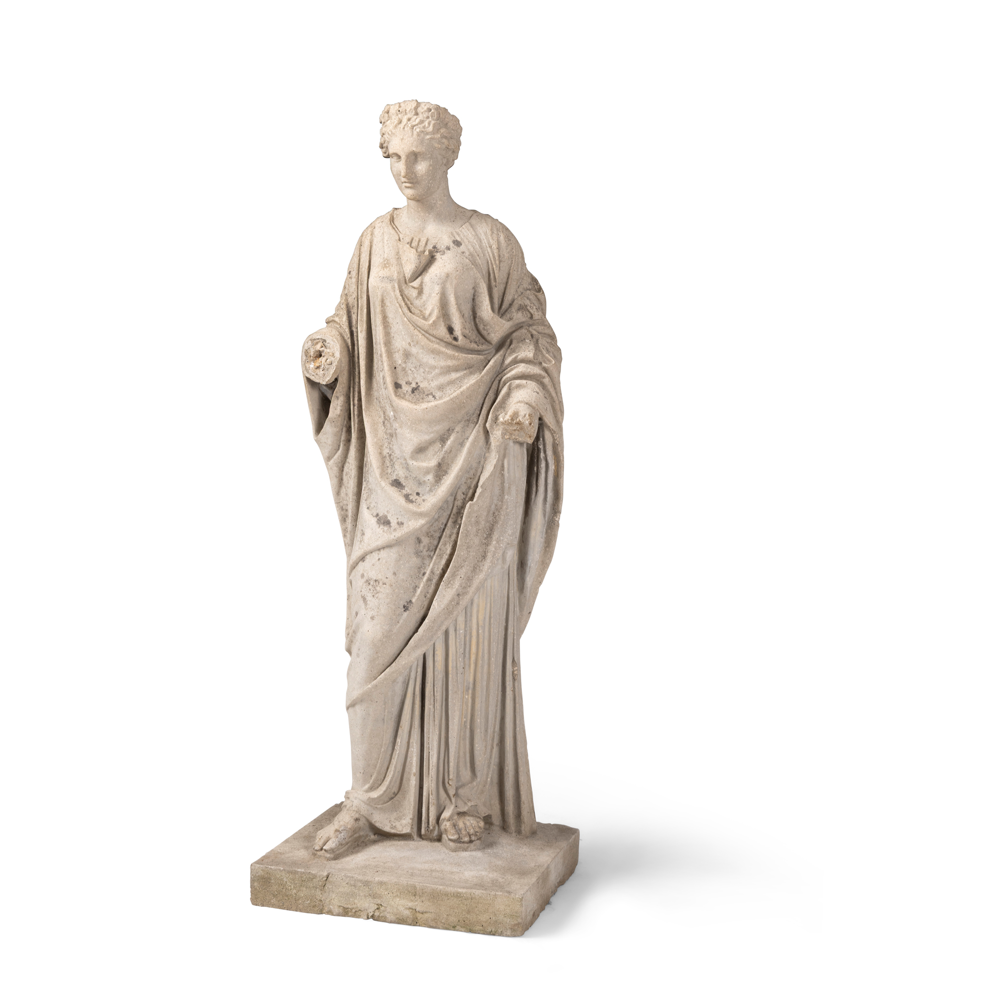 A CONCRETE FIGURE OF A CLASSICAL MAIDEN, AFTER THE ANTIQUE