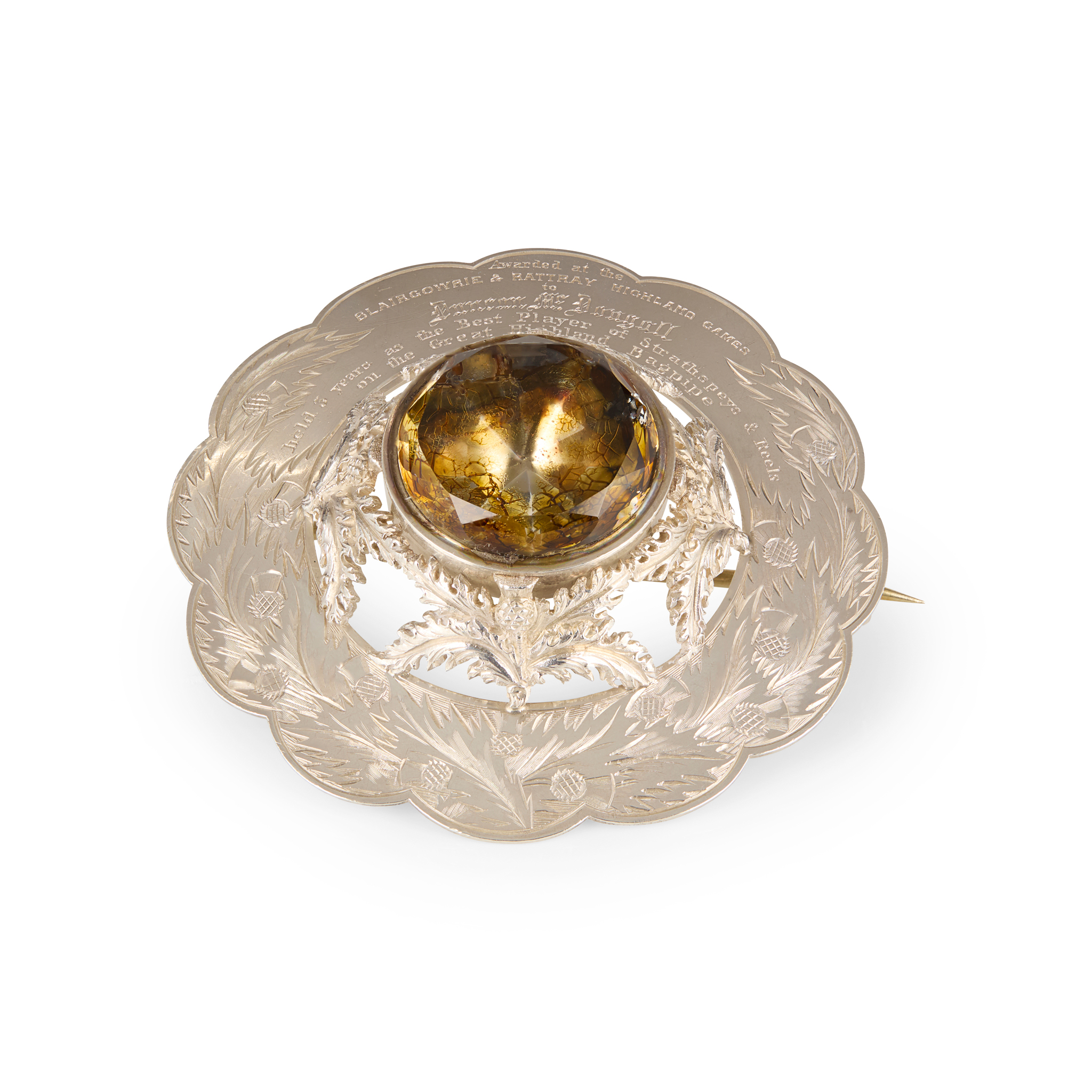 A VICTORIAN PIPING PRESENTATION PRIZE PLAID BROOCH