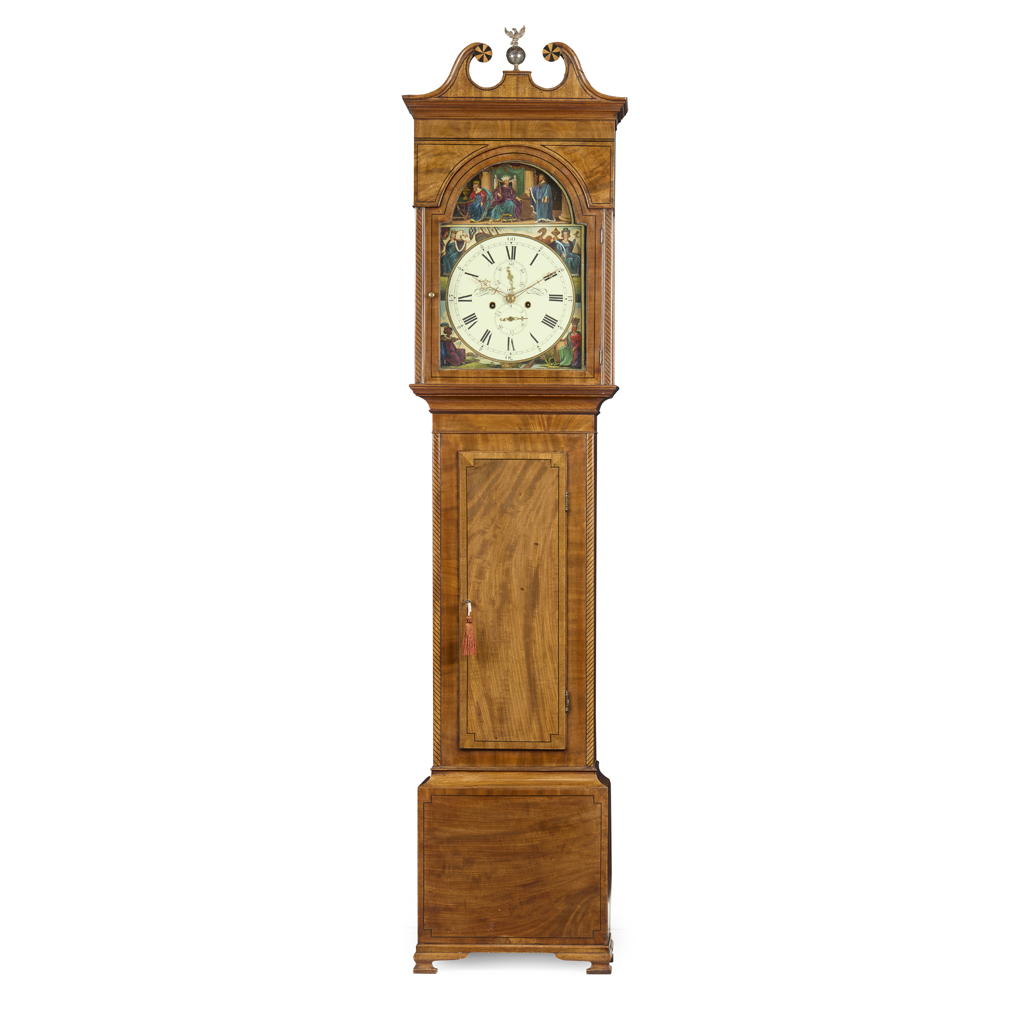 SCOTTISH MAHOGANY PAINTED DIAL LONGCASE CLOCK, F. REID & SONS, GLASGOW