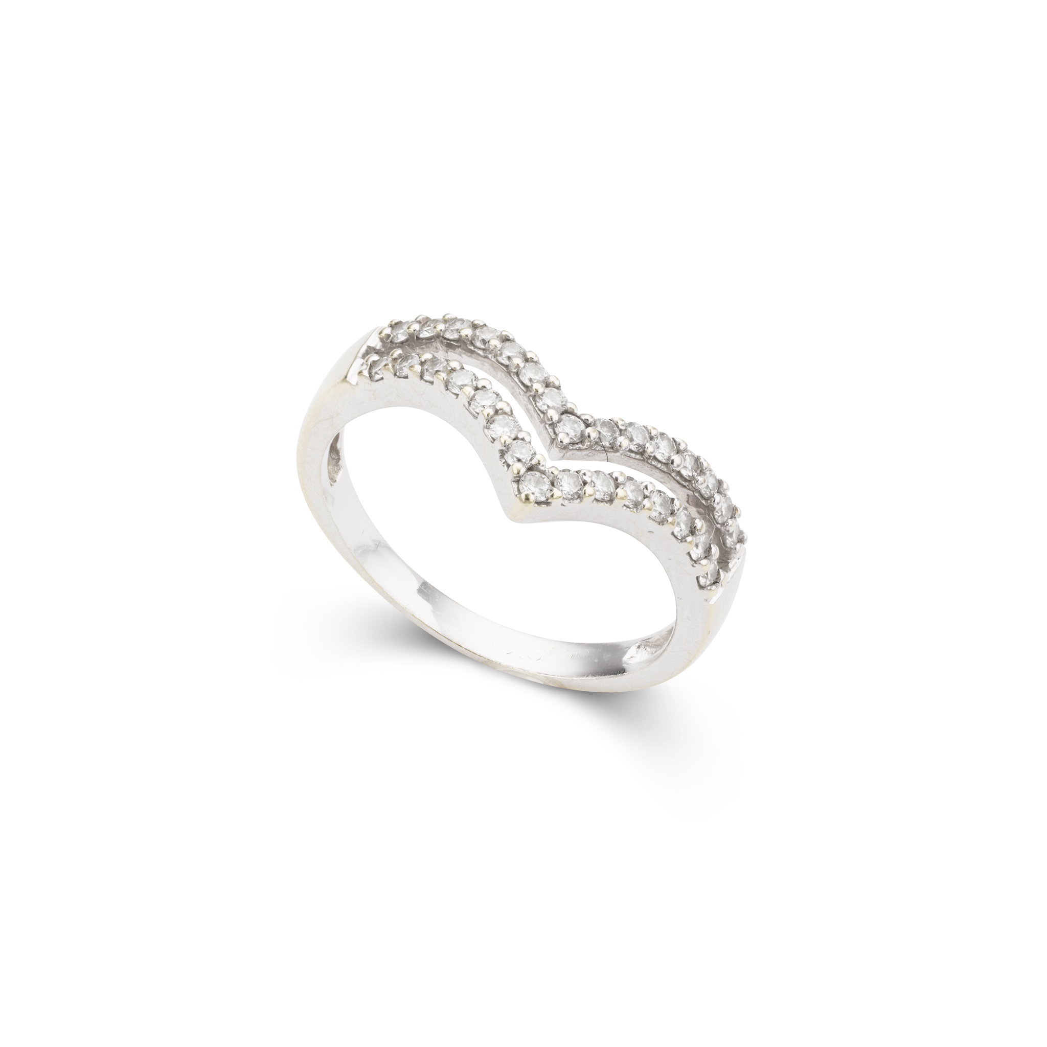 A diamond wishbone ring