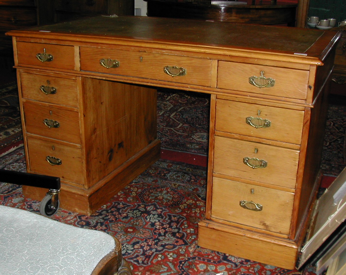 A 19th century oak partner's desk,