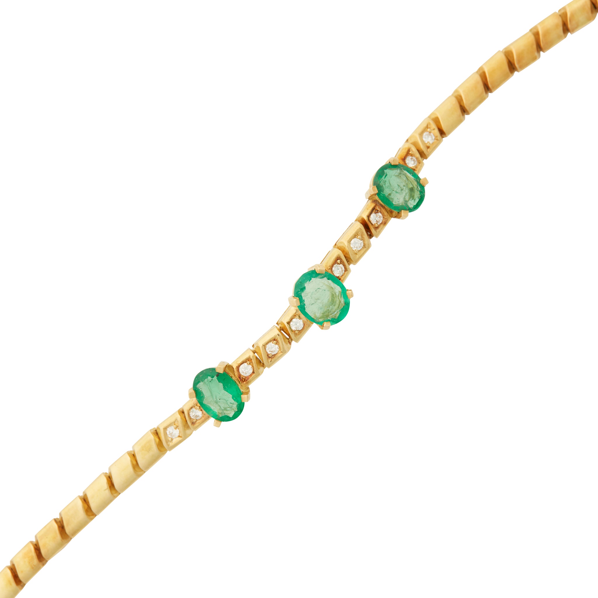 An emerald and diamond set bracelet