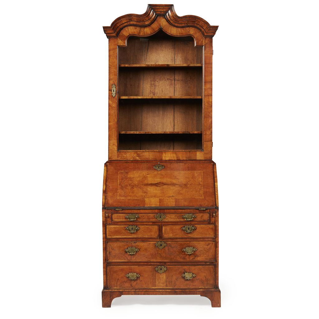 GEORGE I WALNUT BUREAU BOOKCASE