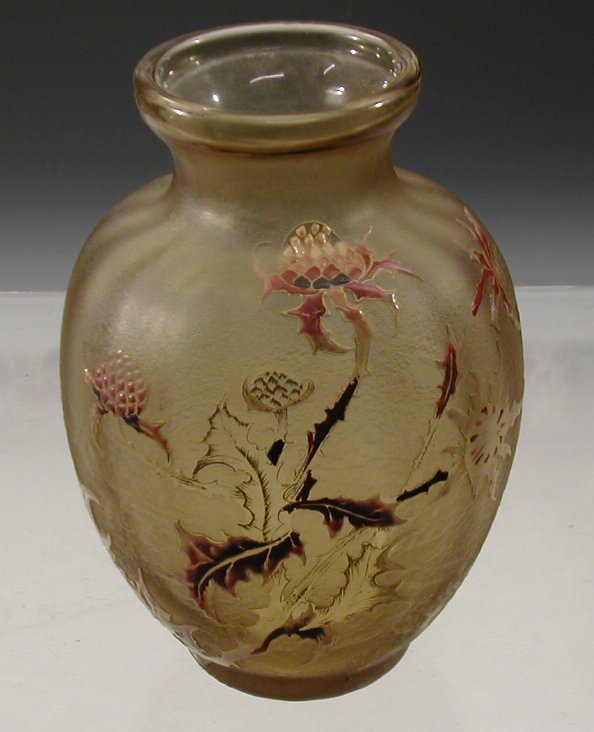 A Galle flattened ovoid glass vase