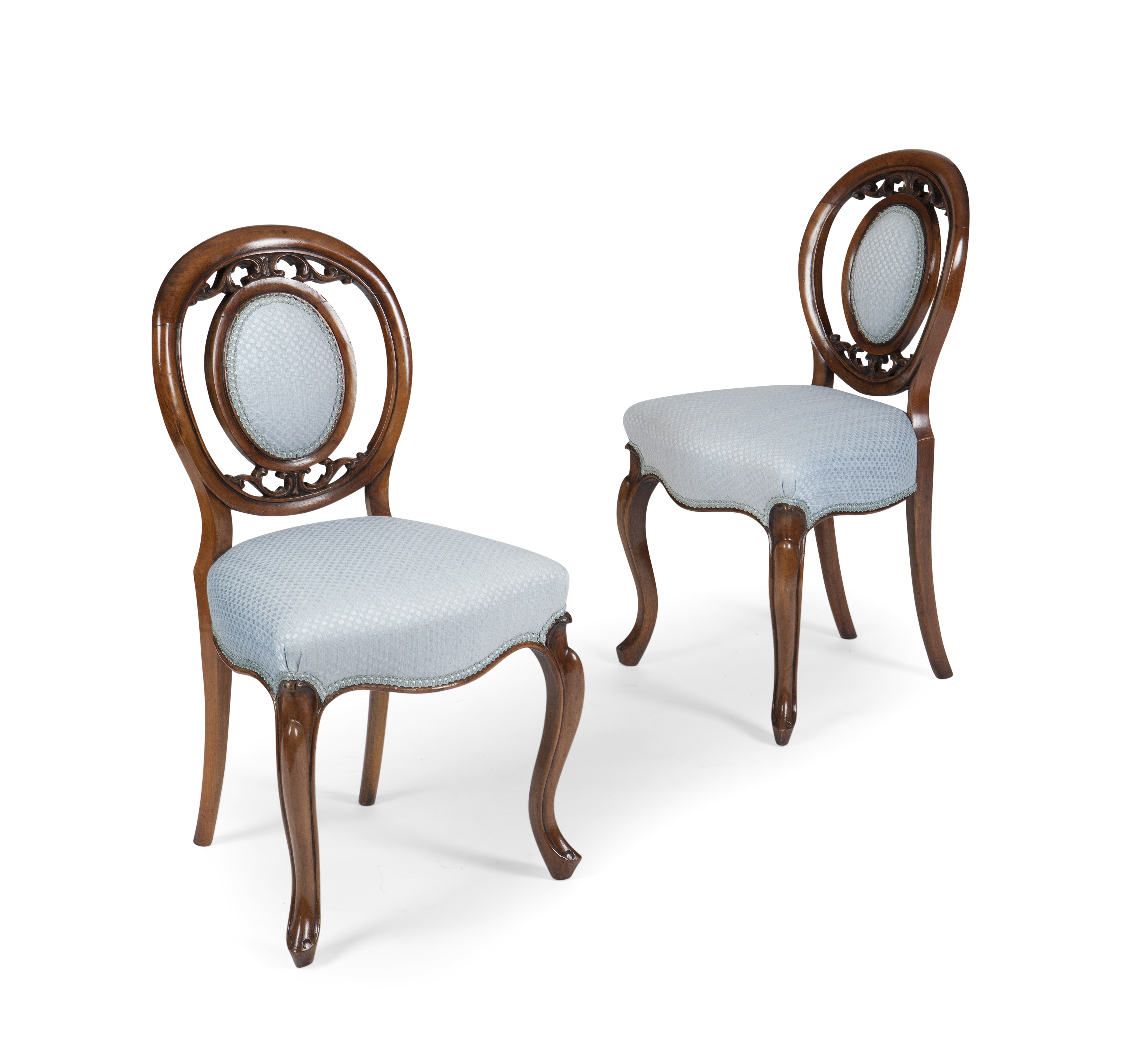 PAIR OF VICTORIAN MAHOGANY AND UPHOLSTERED SIDE CHAIRS