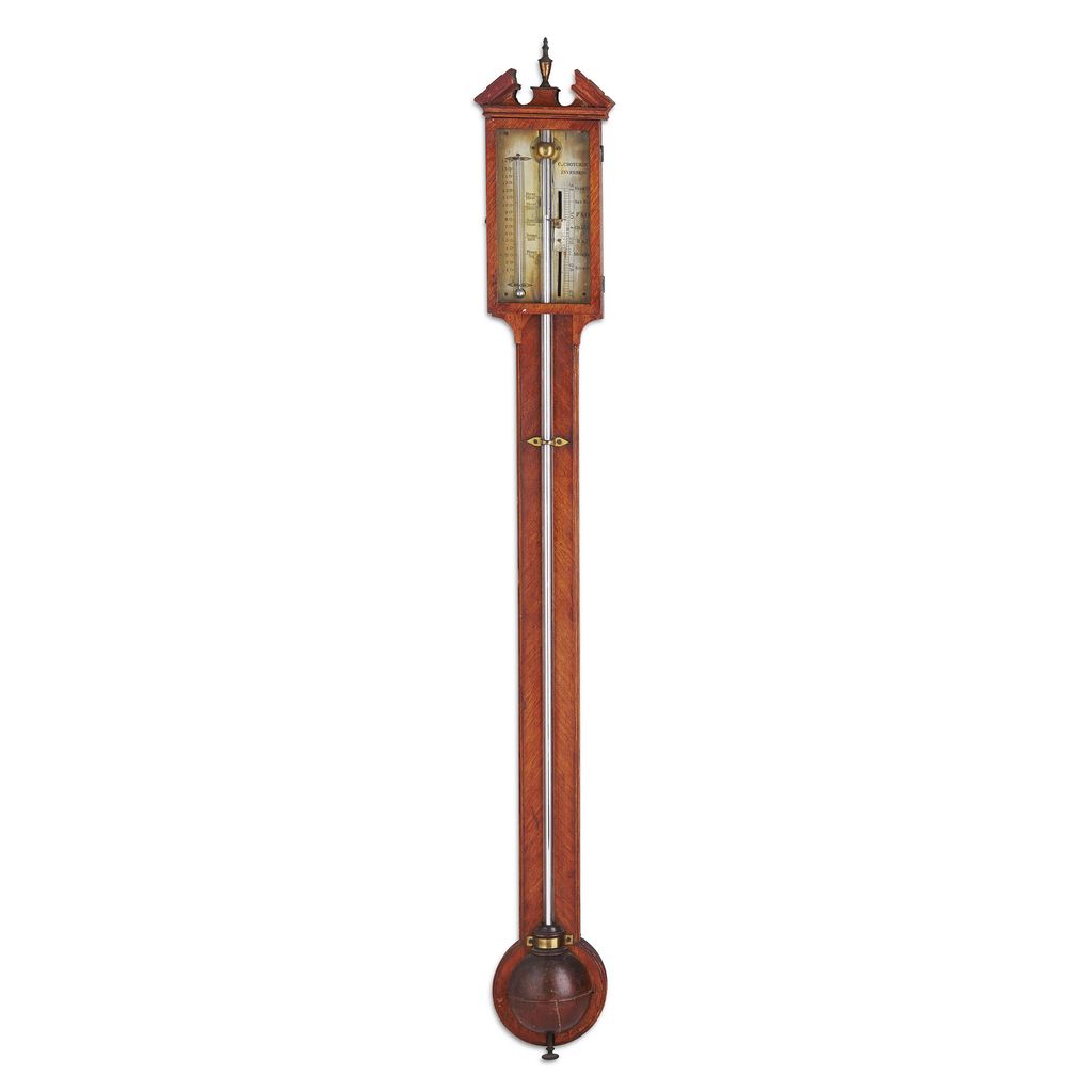 SCOTTISH OAK STICK BAROMETER, SIGNED C. CROTCHIE, INVERNESS