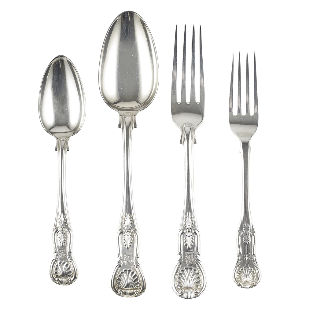 A matched suite of William IV flatware