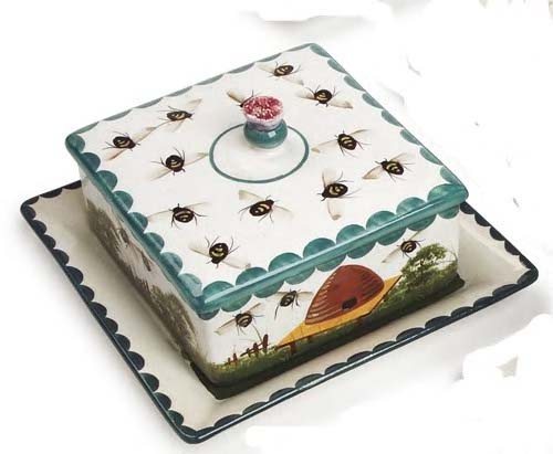 A Wemyss comb honey dish, cover and tray,