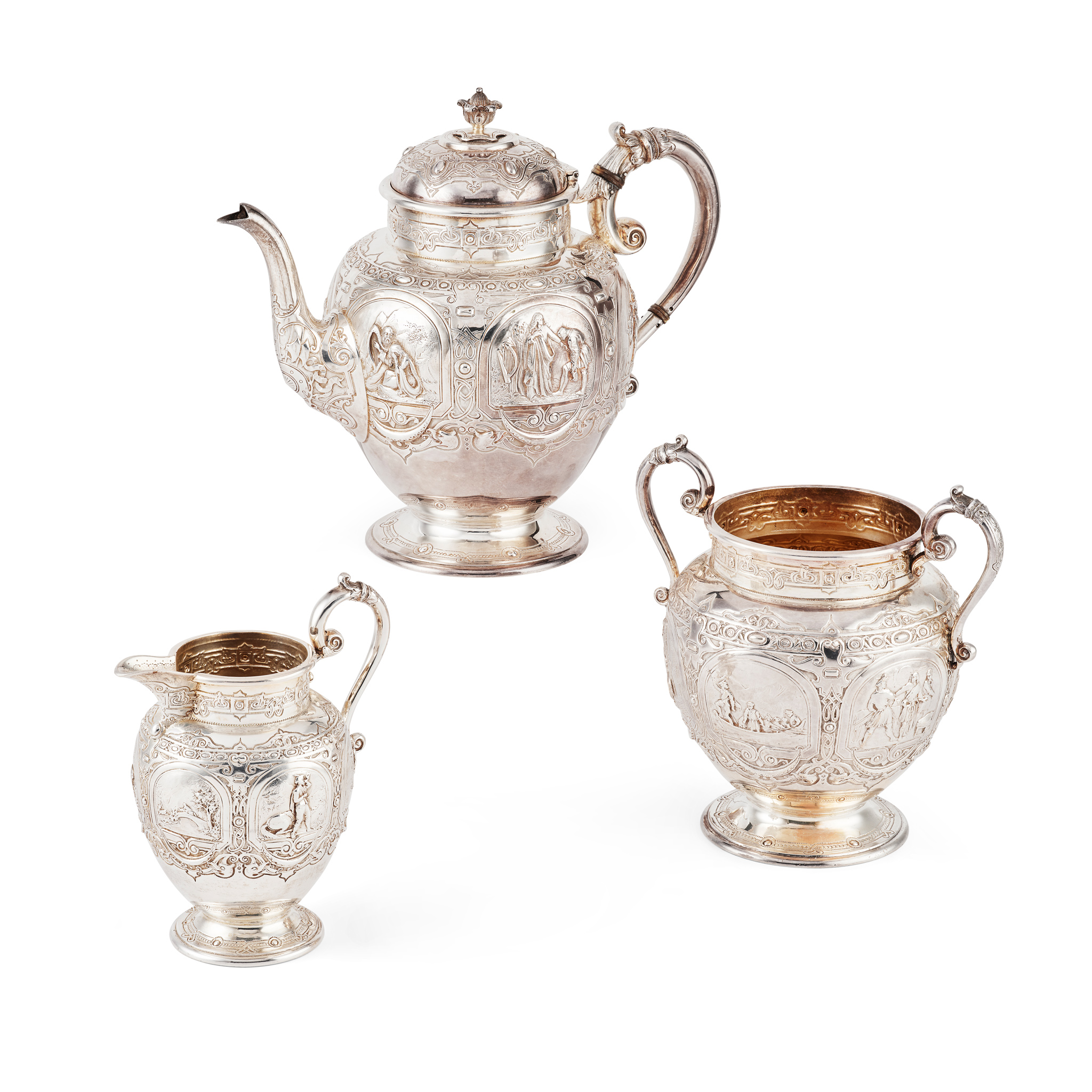 AN EDWARDIAN THREE-PIECE TEA-SERVICE