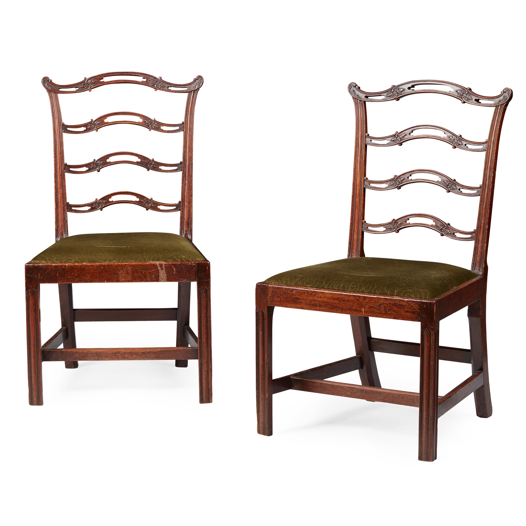 PAIR OF SCOTTISH GEORGE III MAHOGANY LADDERBACK CHAIRS