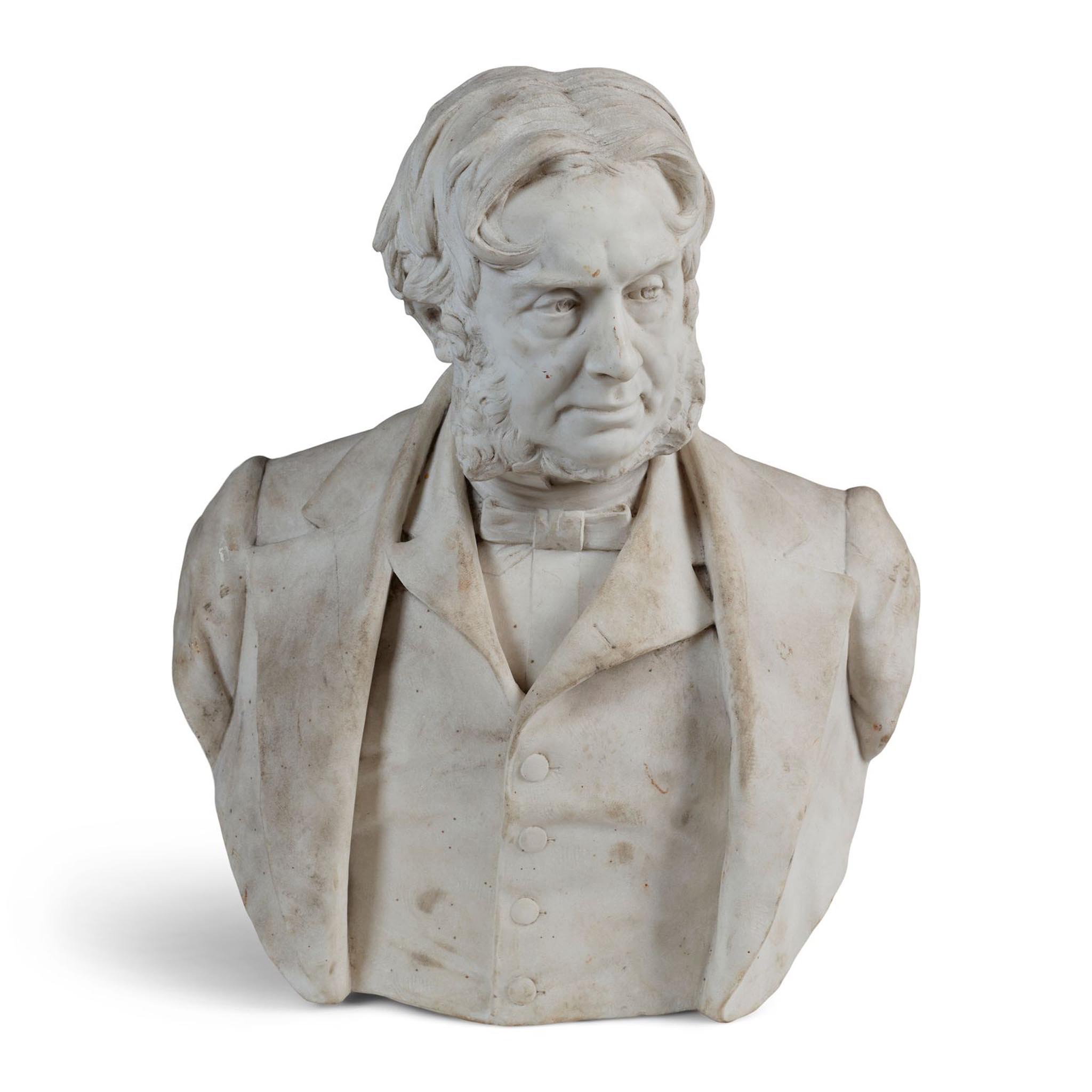 WHITE MARBLE BUST OF A GENTLEMAN