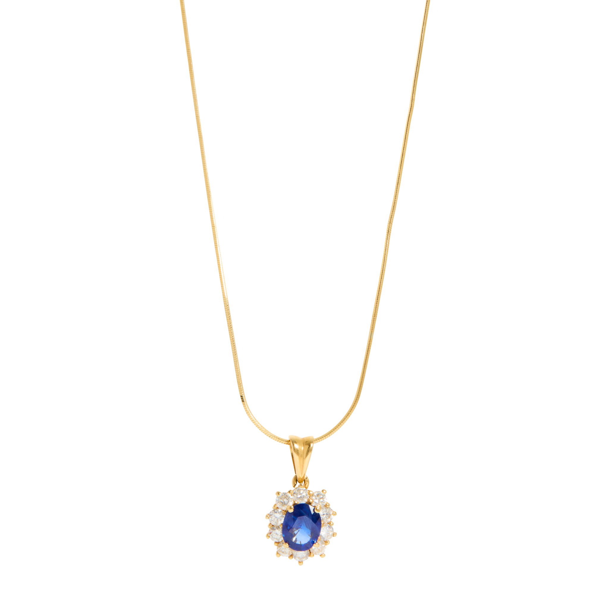 A sapphire and diamond pendant necklace