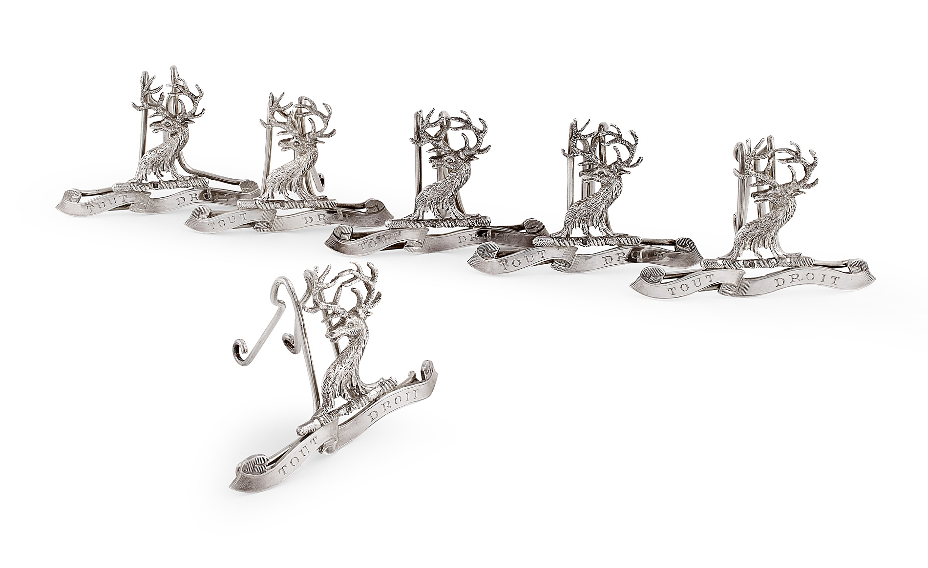 A set of six heraldic menu holders