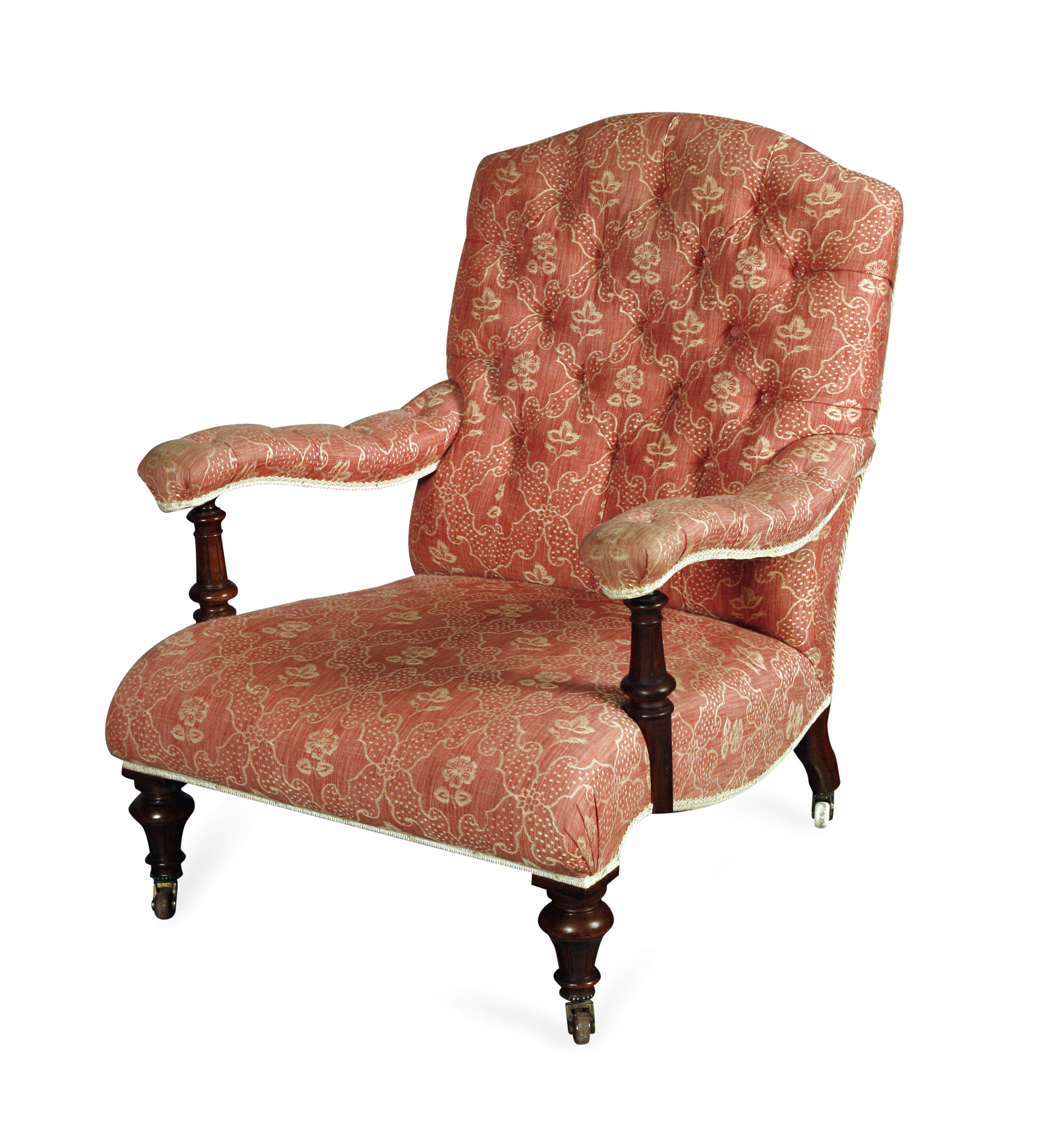 VICTORIAN HOWARD & SON STYLE OPEN ARMCHAIR