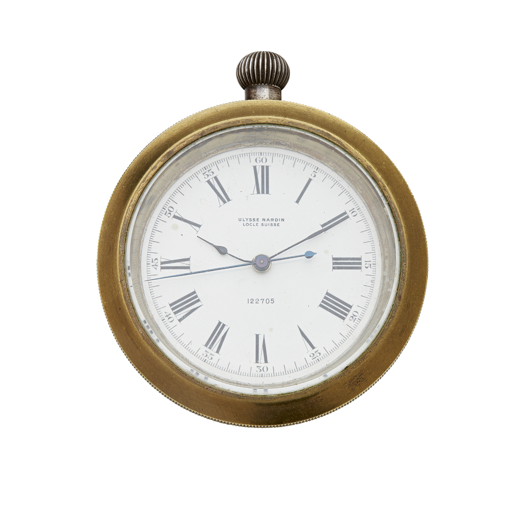 ULYSSES NARDIN - A brass cased military/Naval small clock