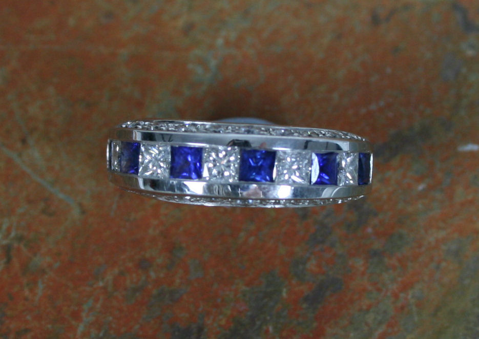 A sapphire and diamond ring,