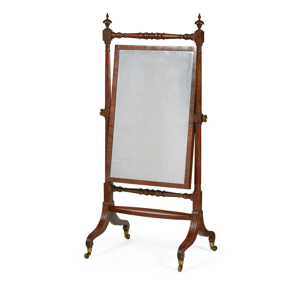 REGENCY MAHOGANY CHEVAL MIRROR