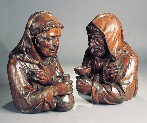 A pair of 19th century carved oak busts