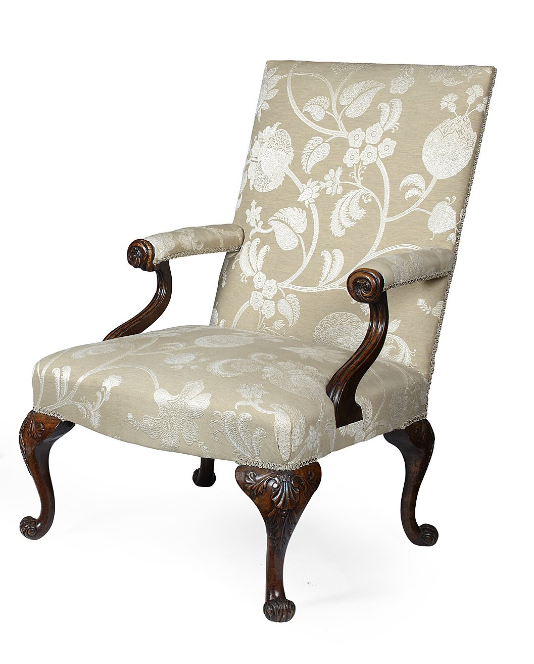 GEORGE III MAHOGANY LIBRARY ARMCHAIR