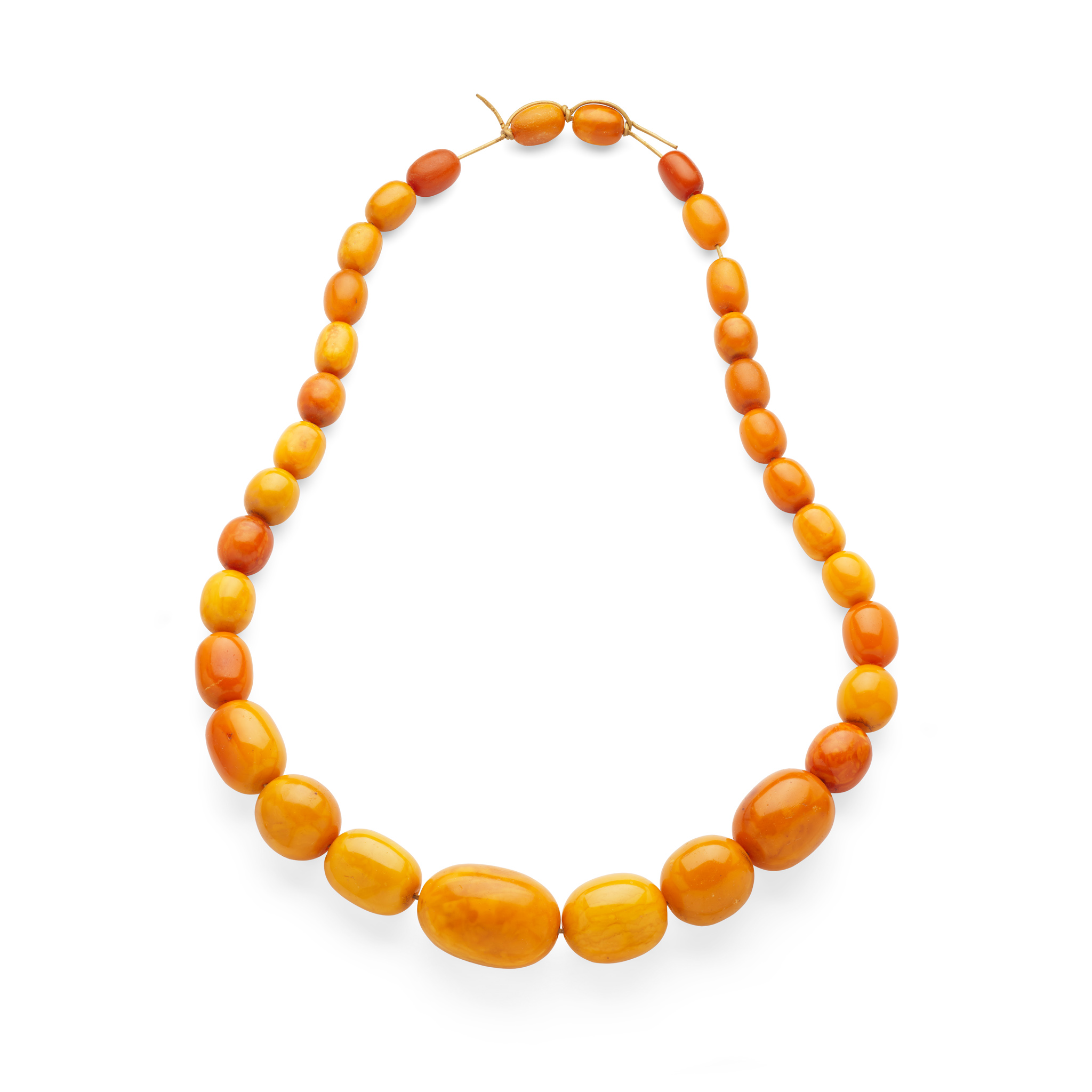 An amber bead necklace