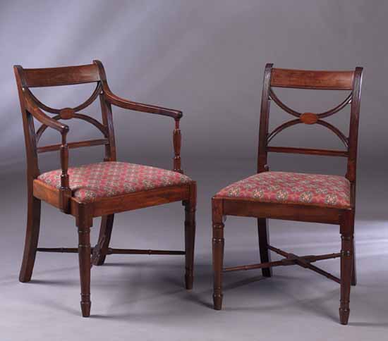 A set of five early 19th century mahogany dining chairs