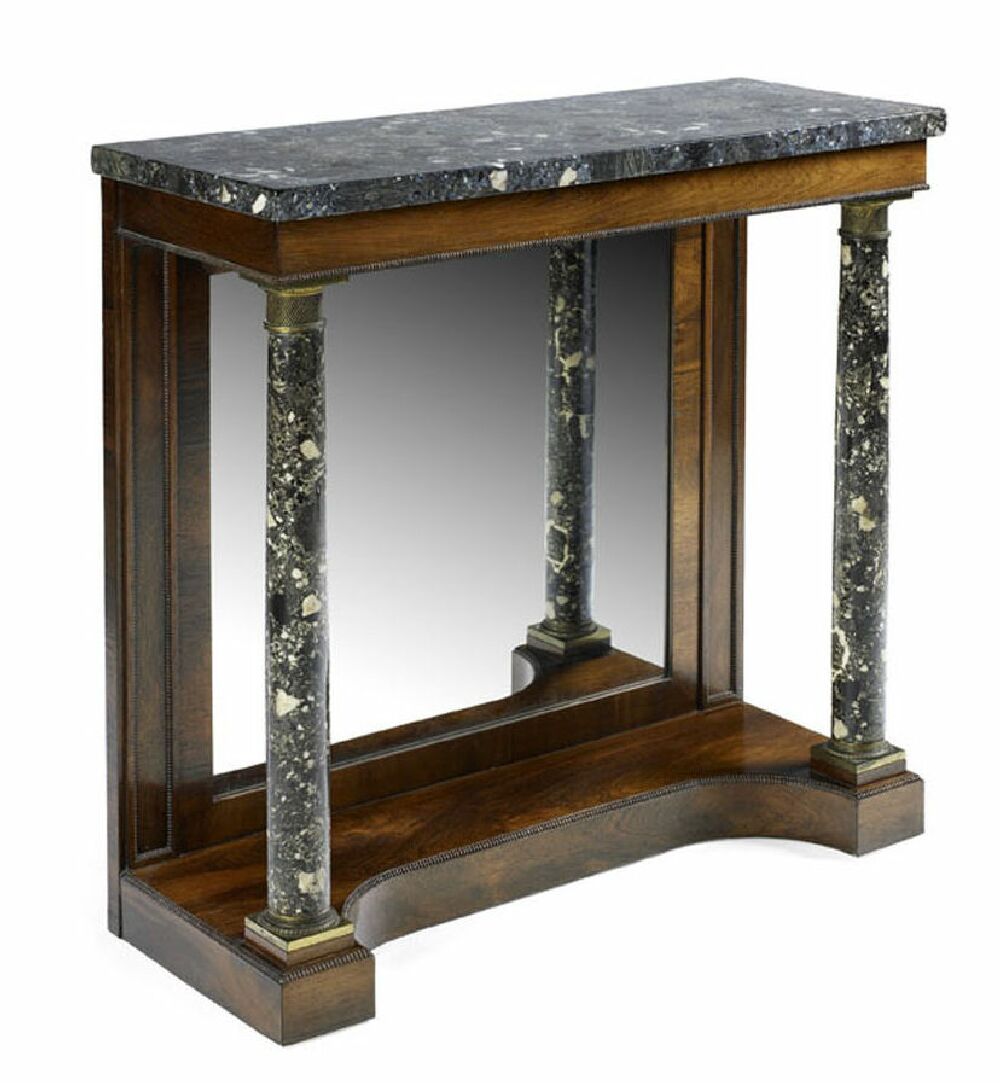 A Regency period rosewood and marble veneered pier cabinet