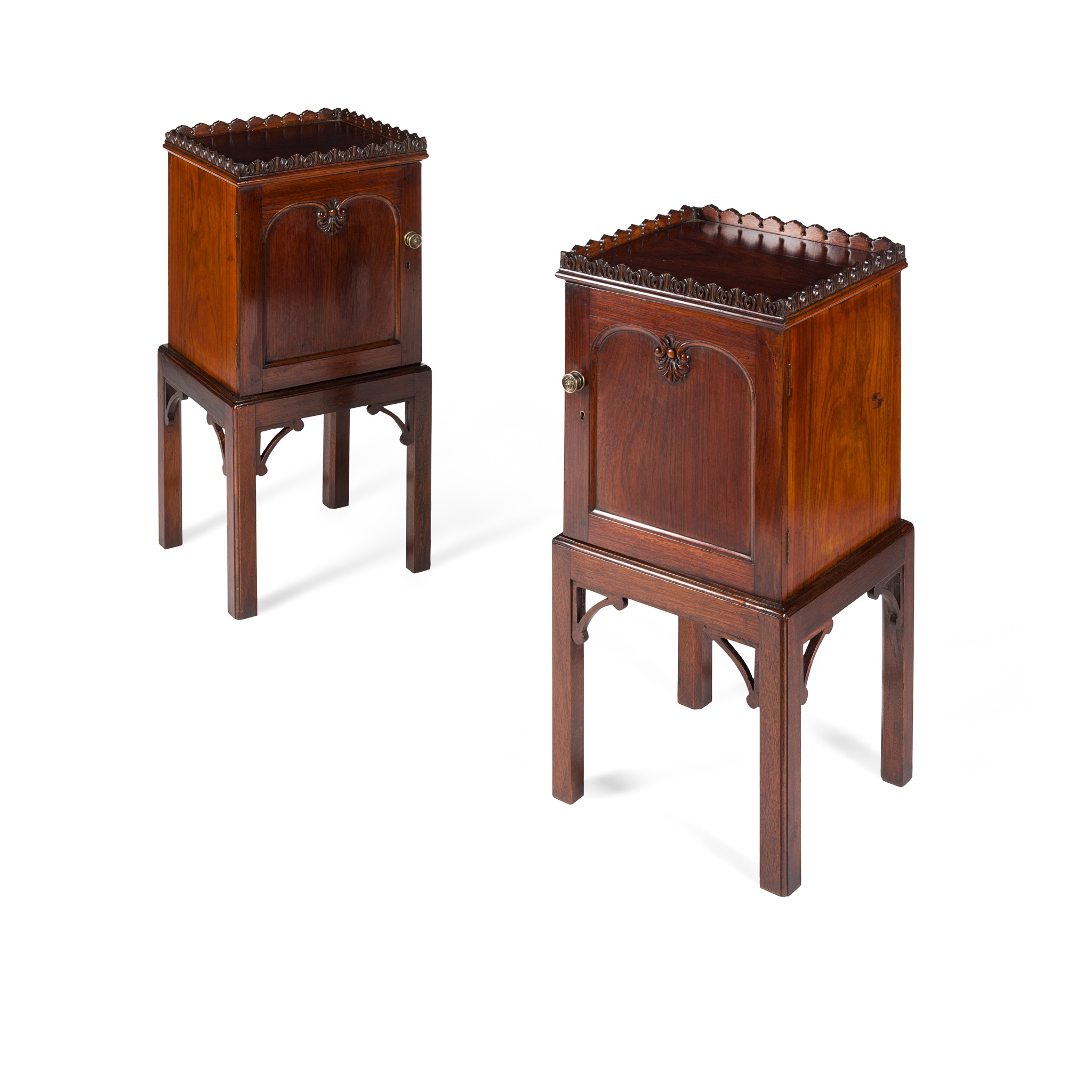 PAIR OF ANGLO INDIAN PADOUK BEDSIDE CHESTS