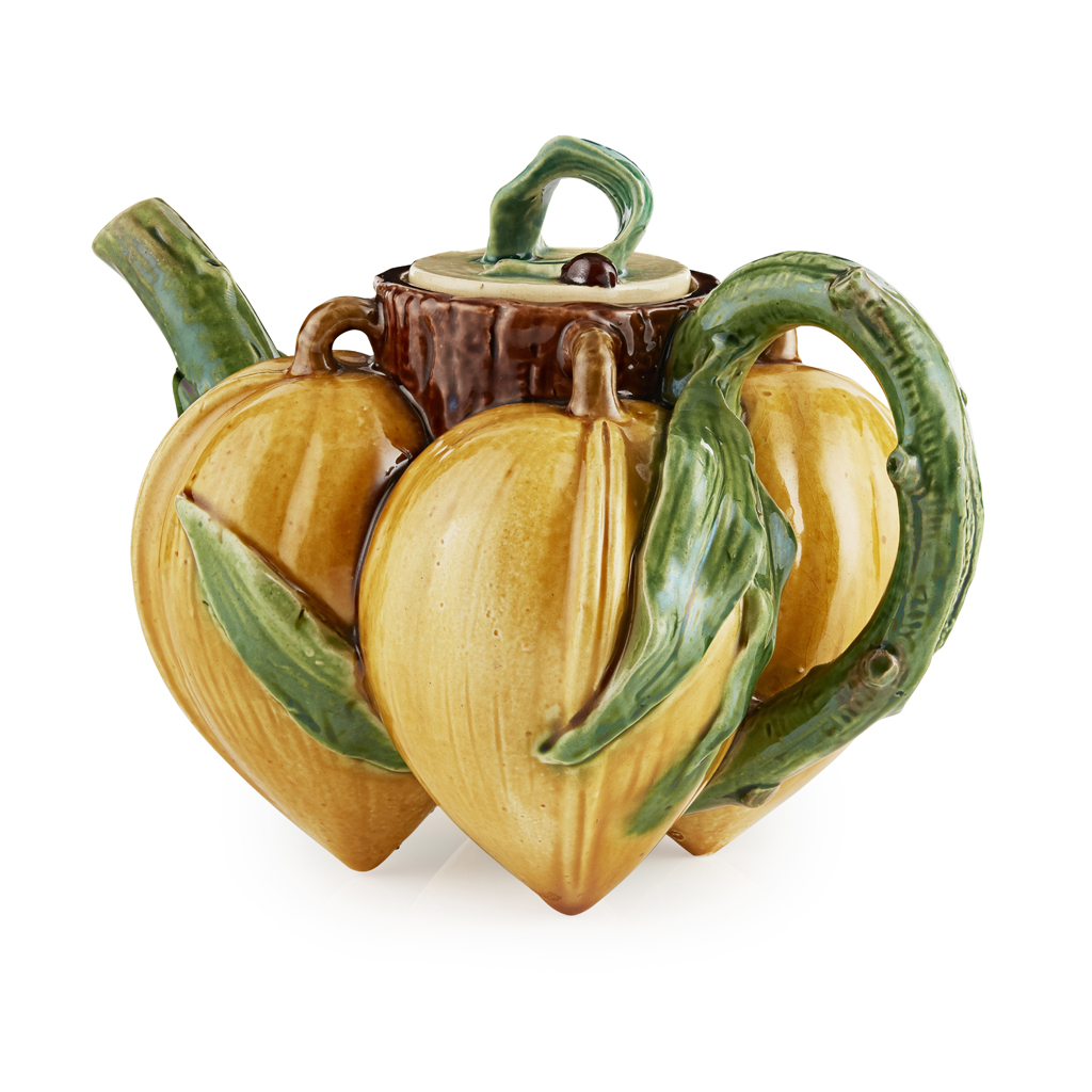 MINTON MAJOLICA 'LYCHEES' TEAPOT AND COVER