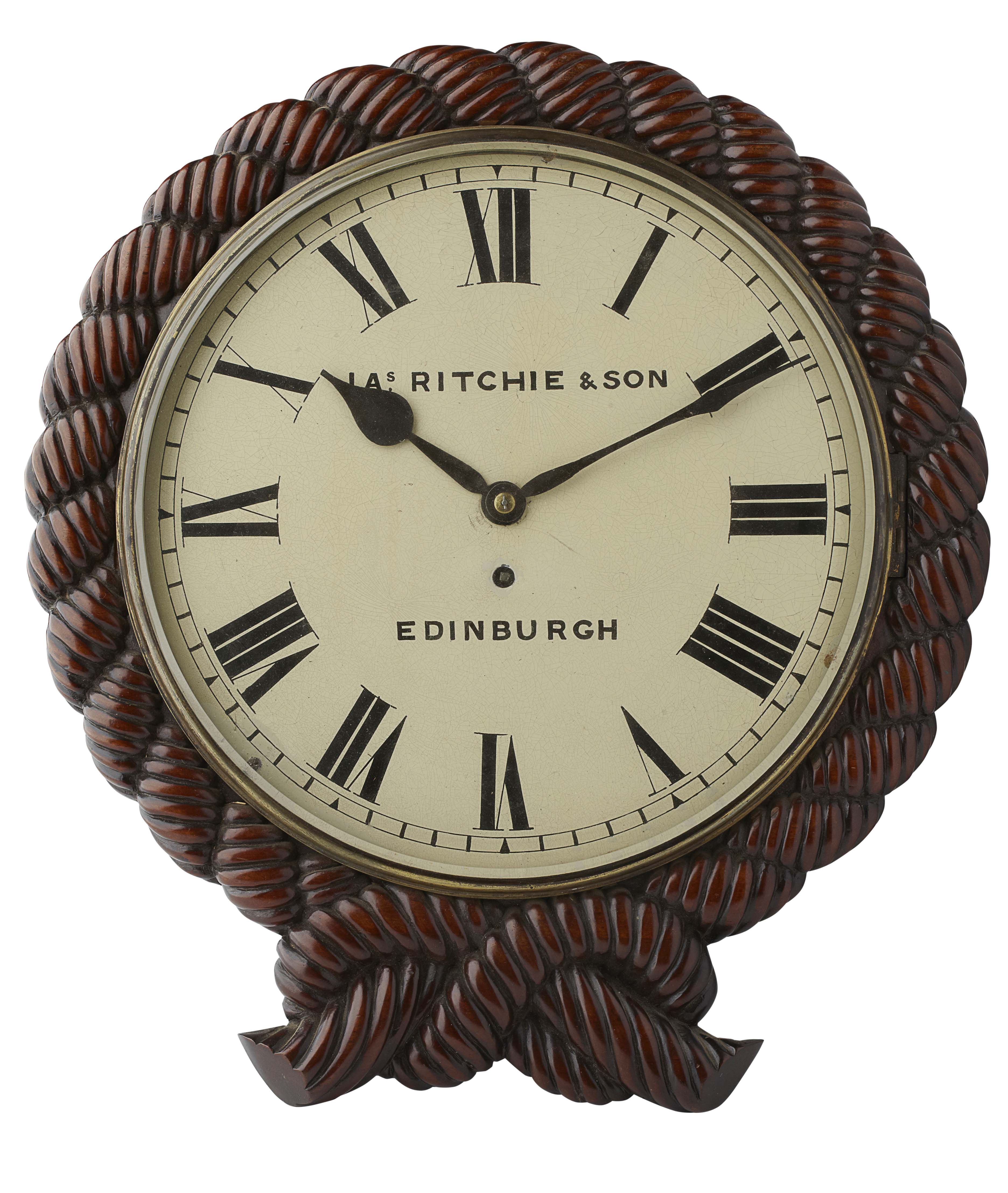 A MAHOGANY FRAMED WALL CLOCK BY JAMES RITCHIE & SONS, EDINBURGH