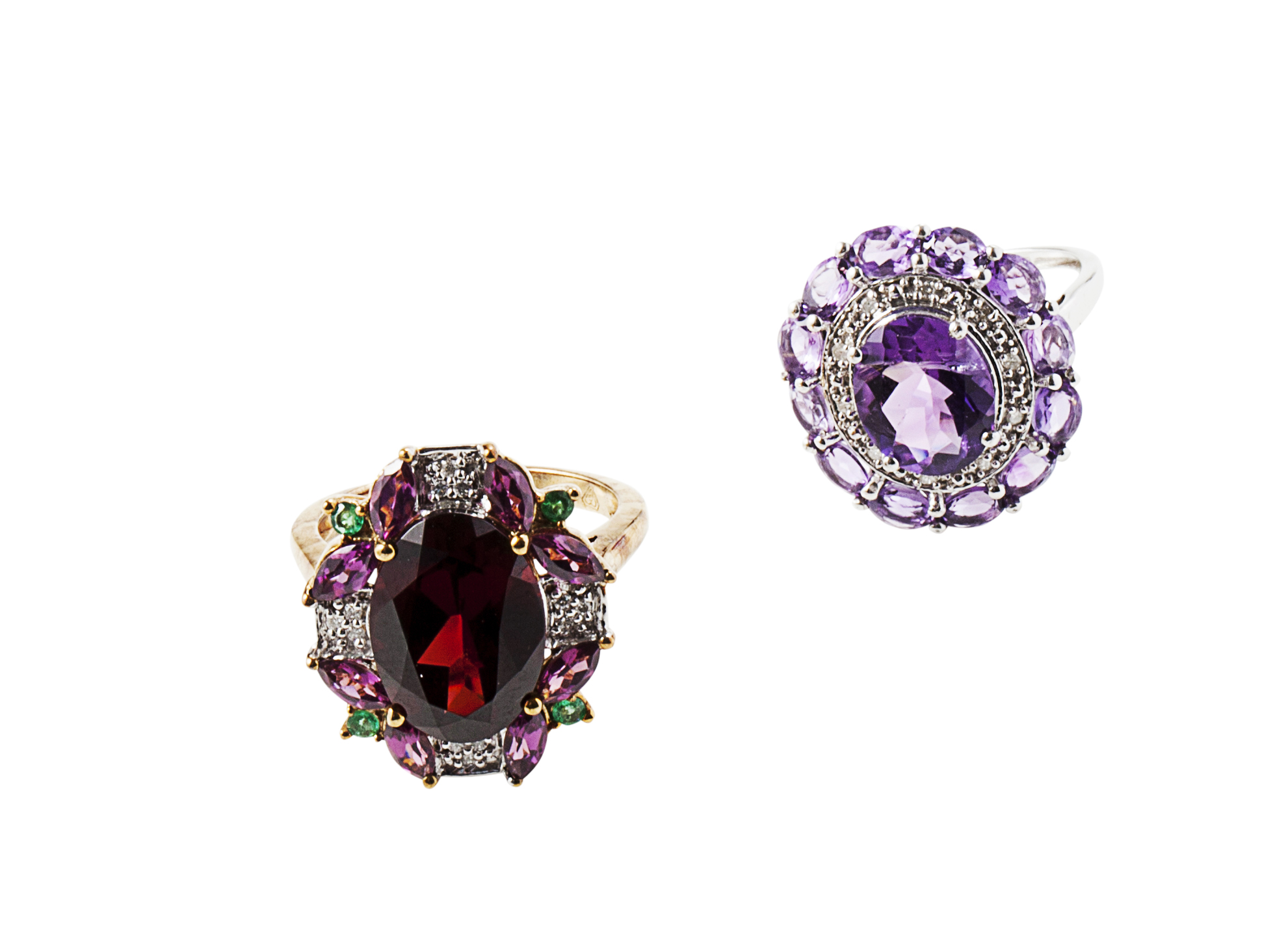 A multi-gem set cocktail ring