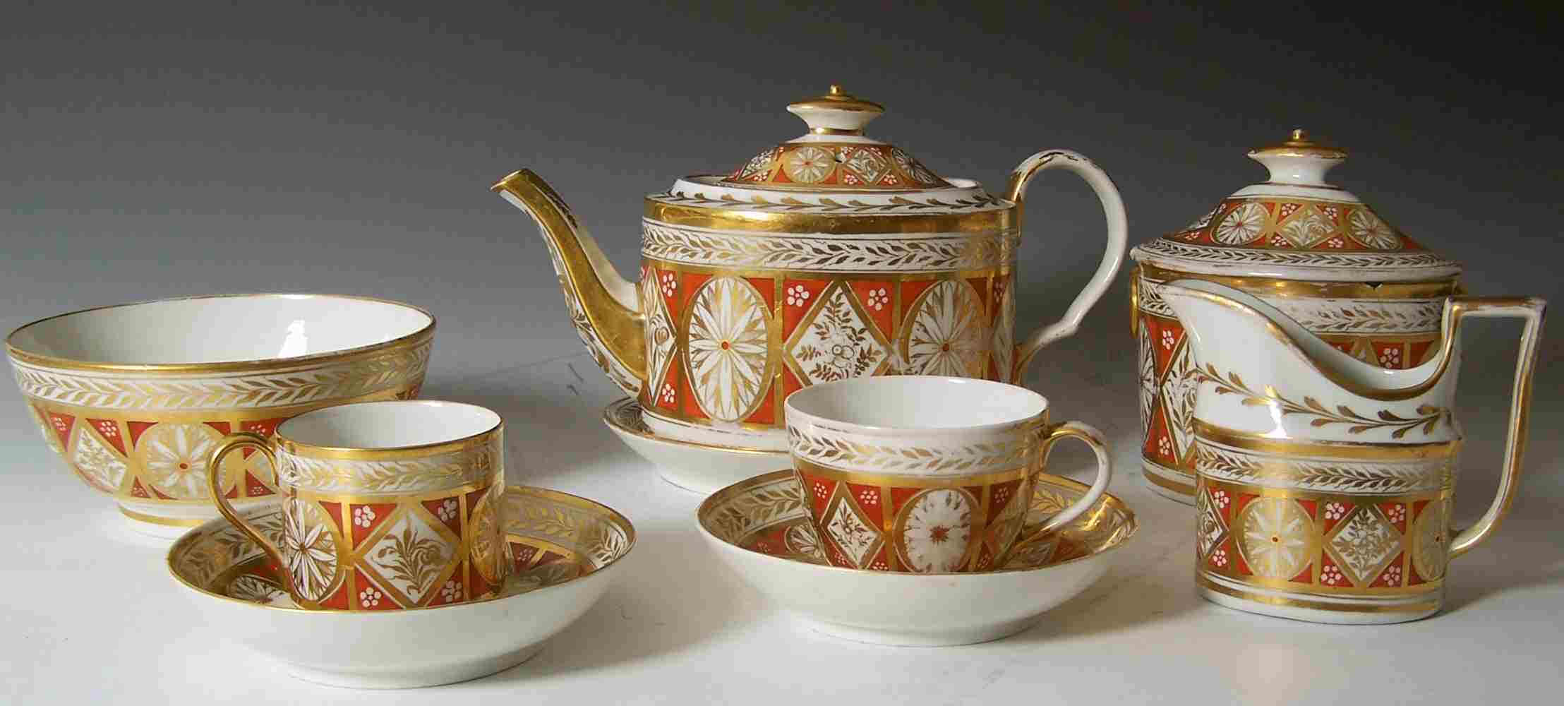 A 19th century English porcelain part tea service