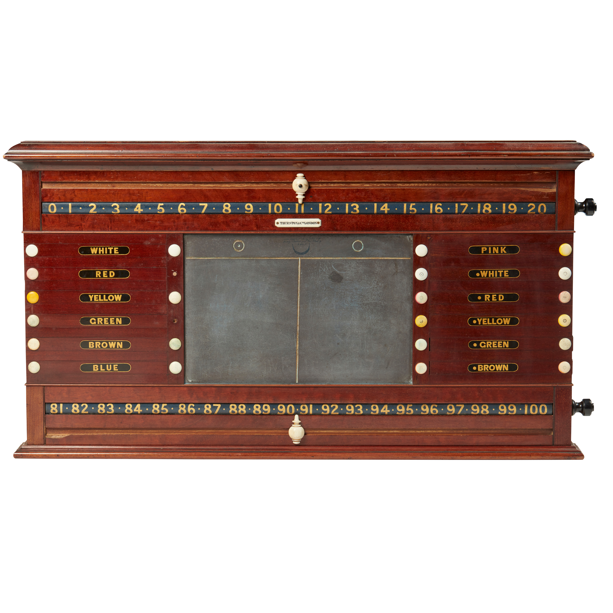 EDWARDIAN MAHOGANY SNOOKER/BILLIARDS SCORE MARKER, THURSTON & CO, LONDON