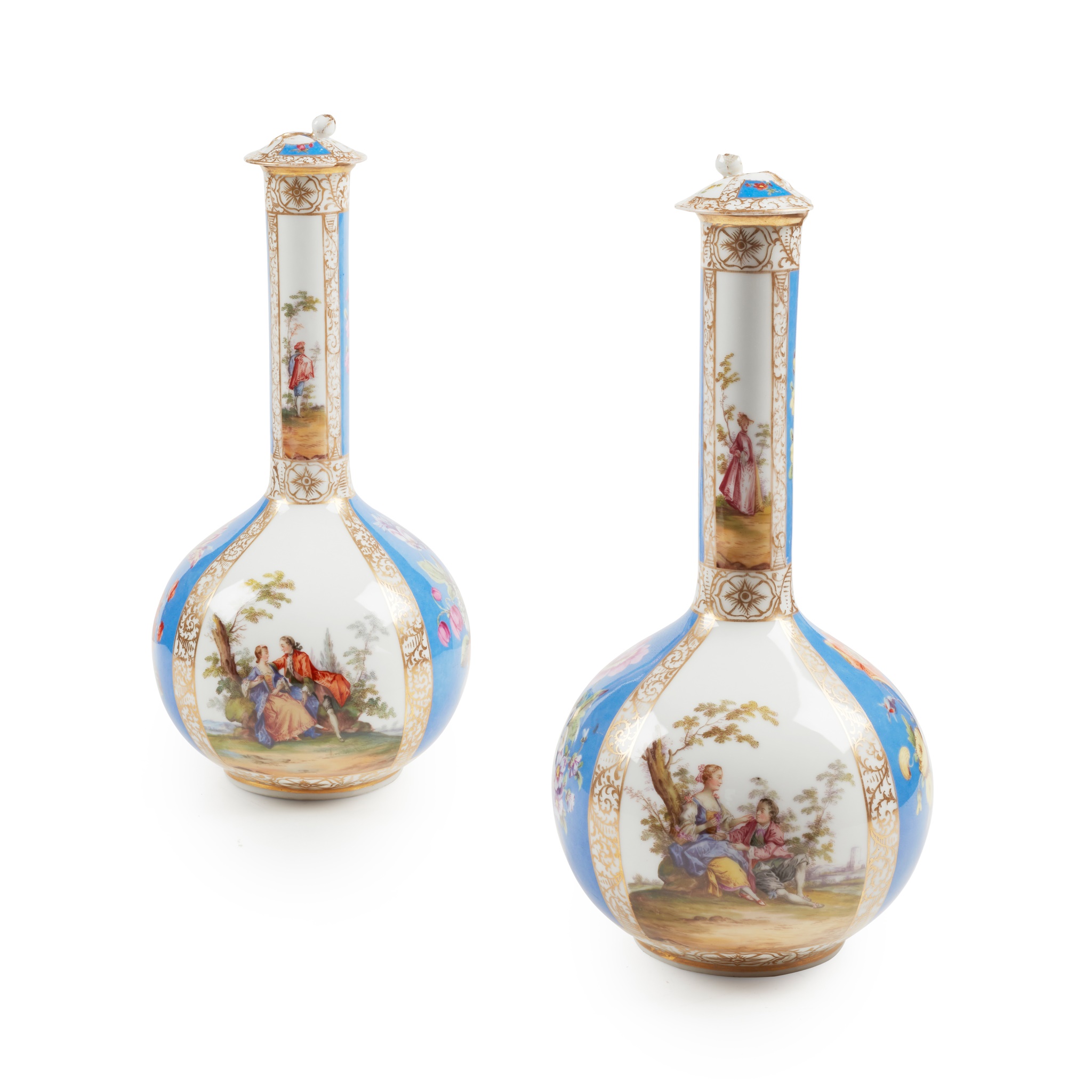 A PAIR OF DRESDEN PORCELAIN VASES