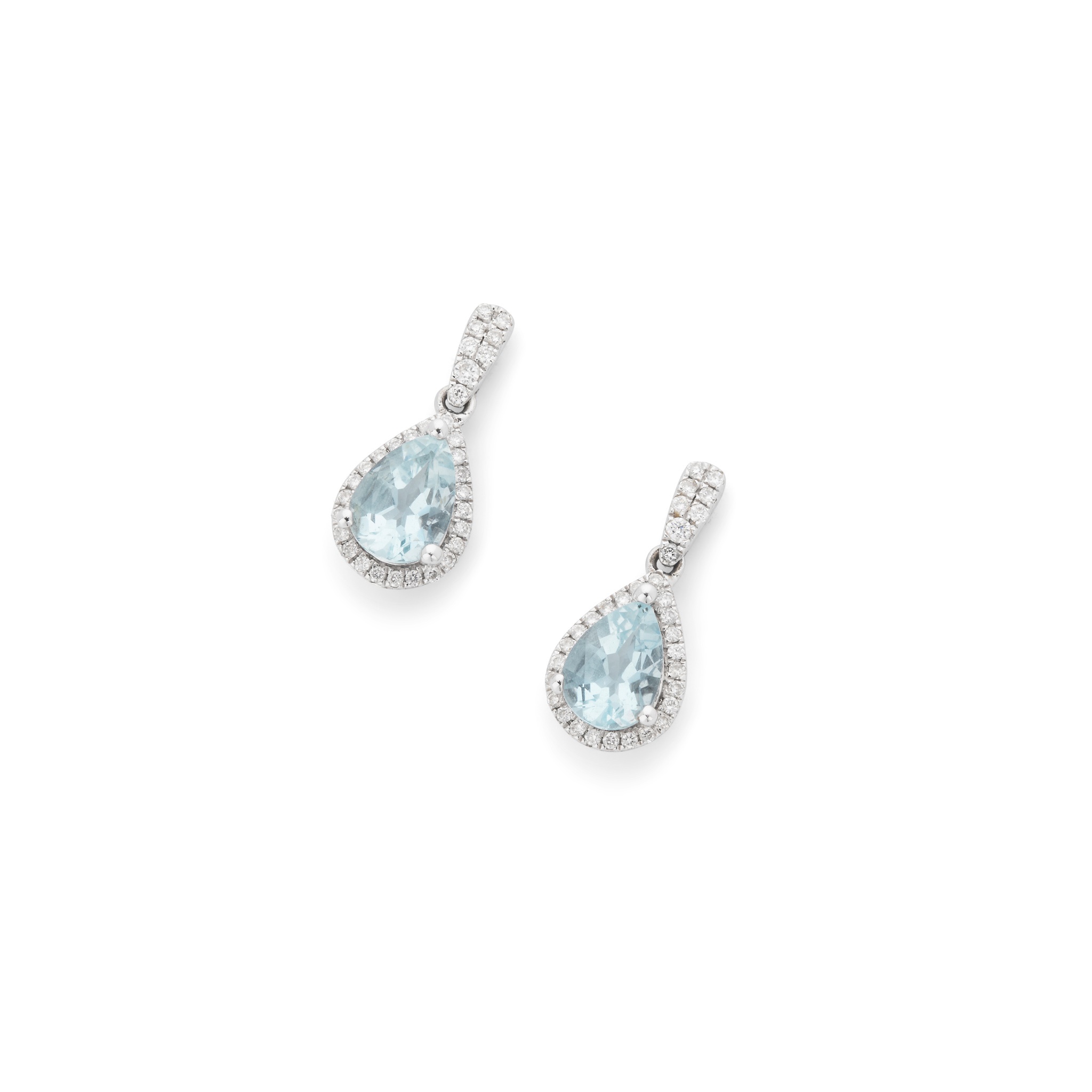 A pair of aquamarine and diamond earrings