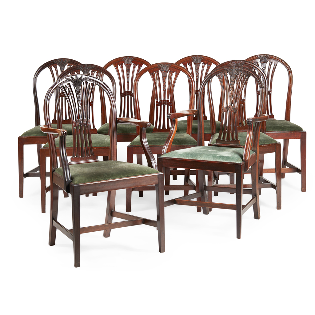 SET OF NINE GEORGIAN STYLE MAHOGANY DINING CHAIRS