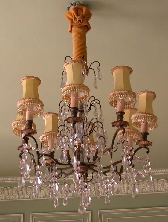 A gilt bronze eight light chandelier