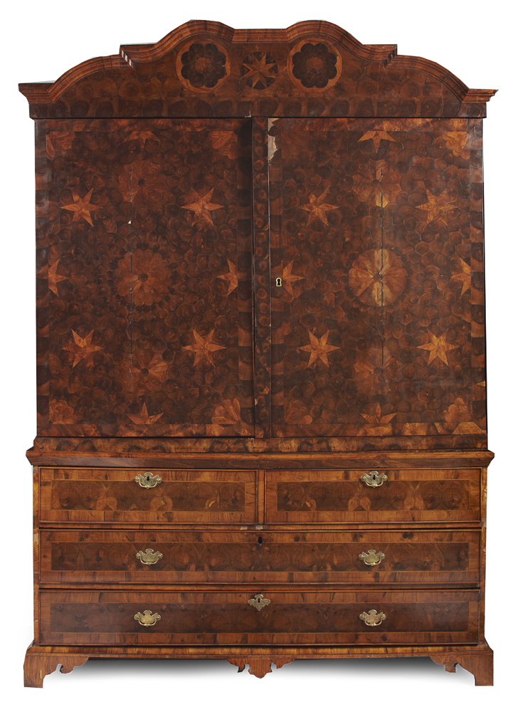 HIGHLY FIGURED WALNUT PRESS CUPBOARD