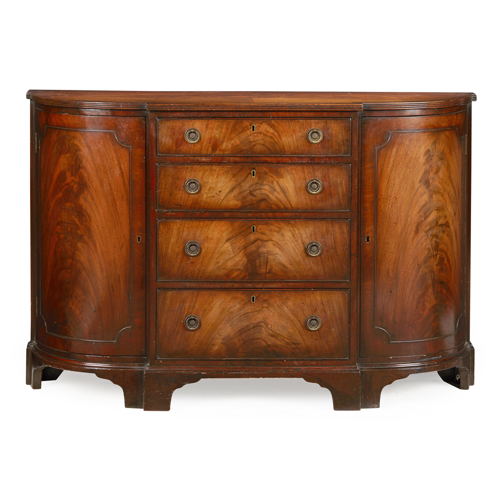 GEORGE III MAHOGANY BOW FRONT SIDE CABINET