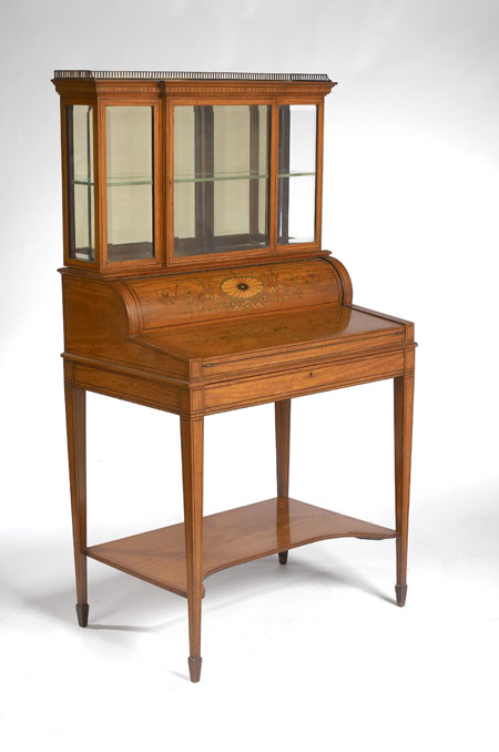 A late 19th century satinwood writing desk