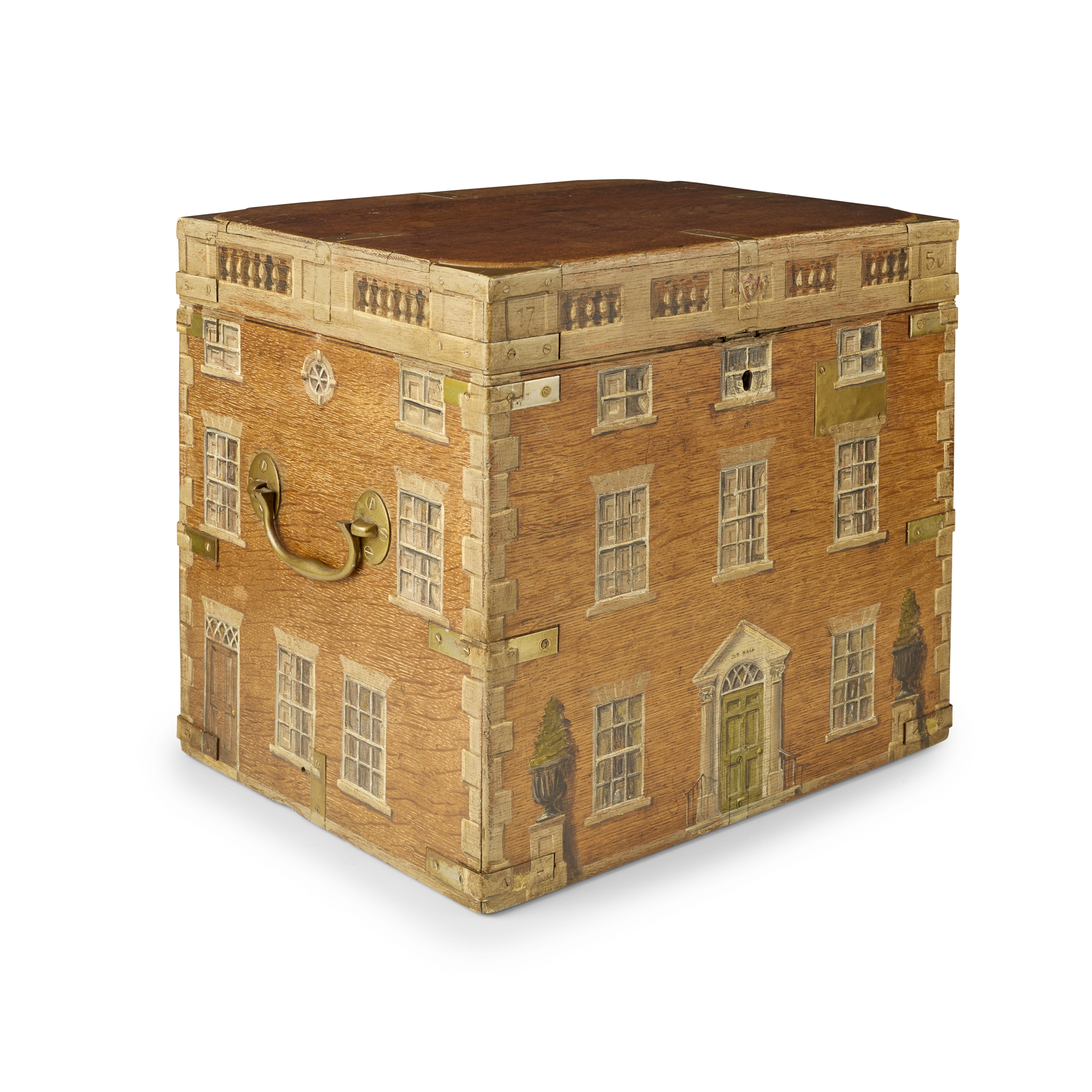 TROMPE L'OEIL COUNTRY HOUSE PAINTED OAK BOX