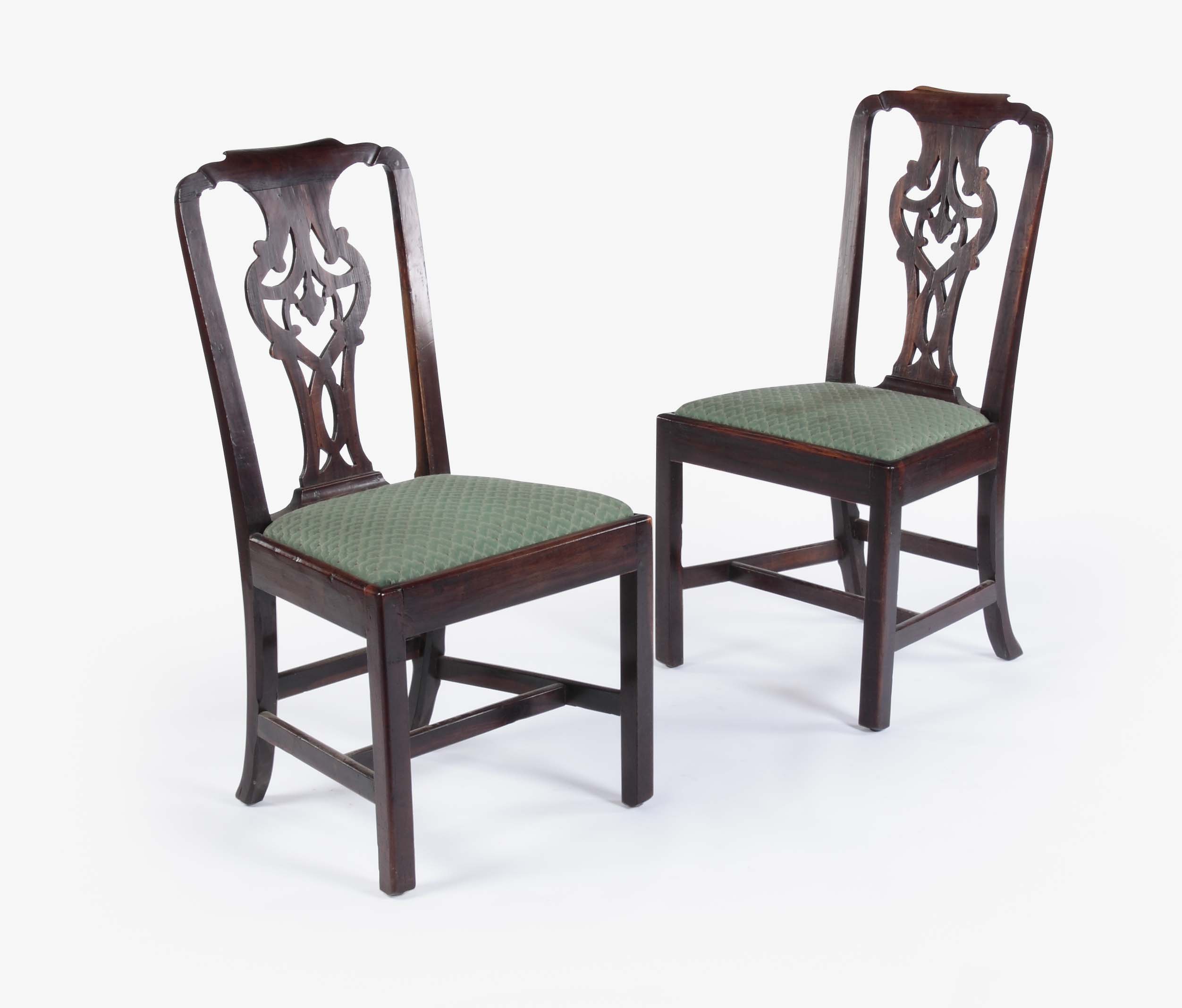 A set of six George III laburnum dining chairs In the Chippendale manner