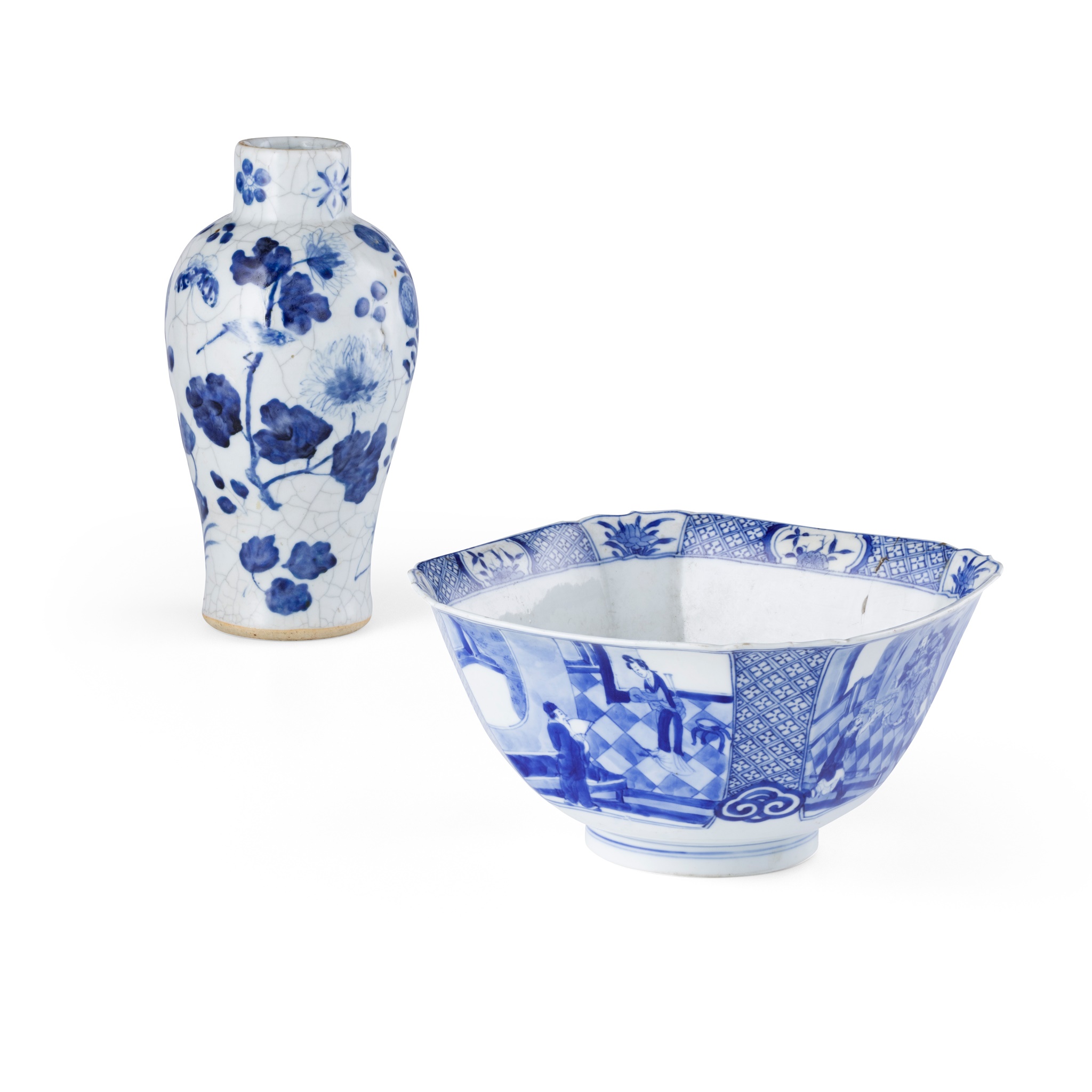 TWO BLUE AND WHITE WARES