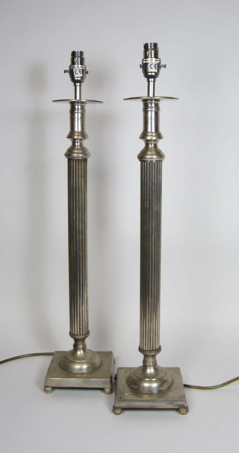 PAIR OF SILVERED LAMP BASES