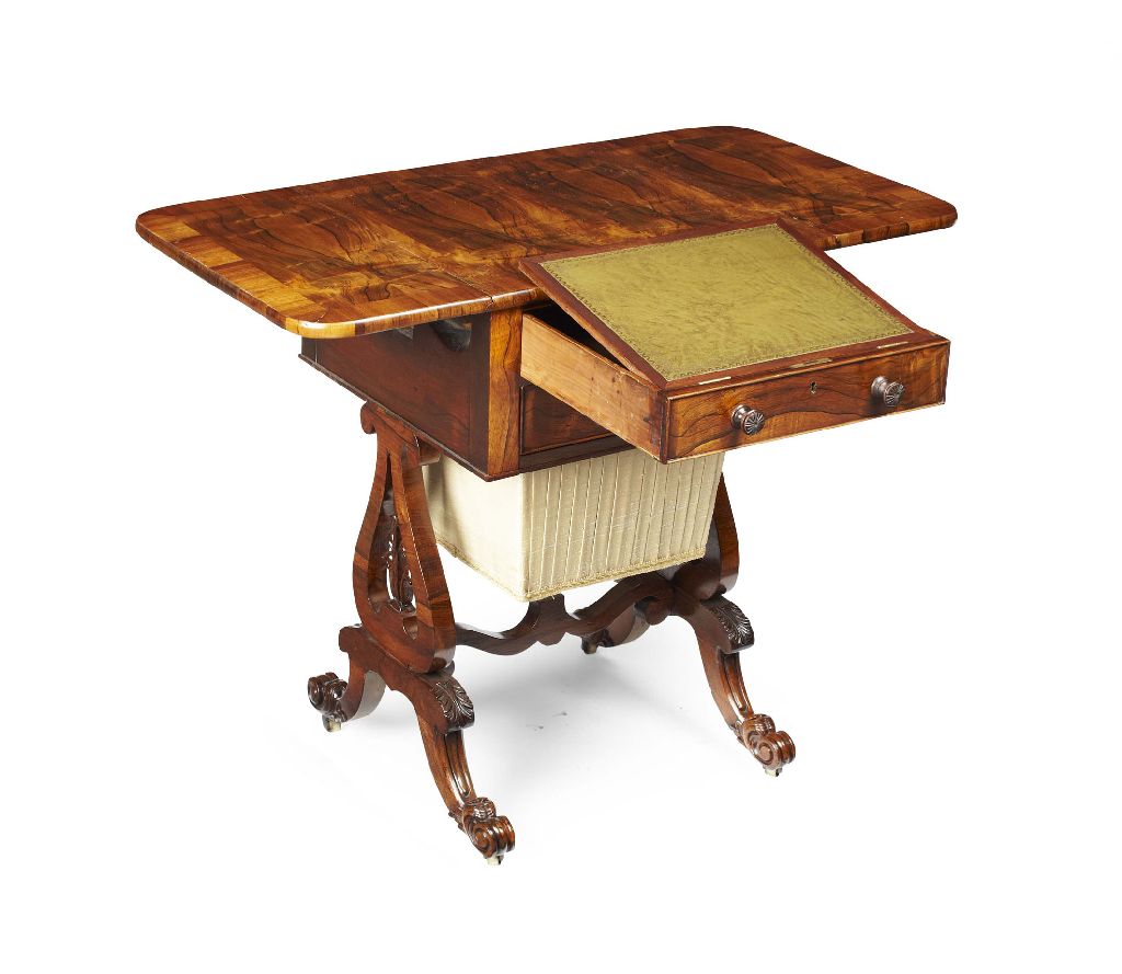 GEORGE IV ROSEWOOD COMBINED WORK/WRITING TABLE