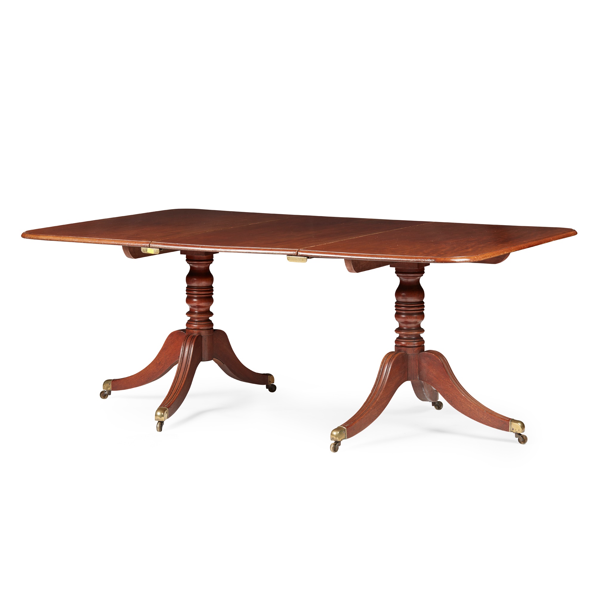 REGENCY MAHOGANY TWO PILLAR DINING TABLE