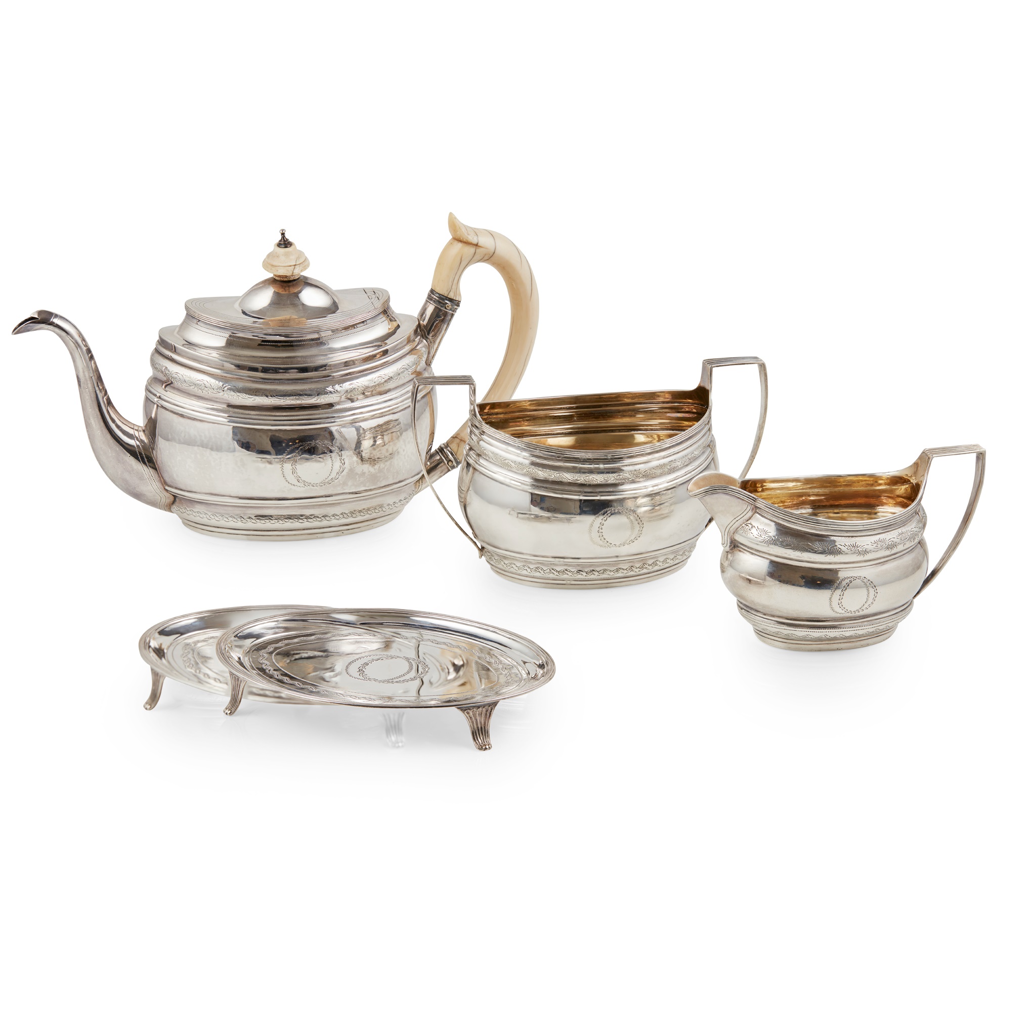 A George IV matched four piece tea service