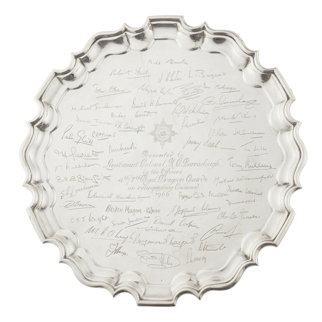 Regimental Interest - A presentation silver salver 4th/7th Royal Dragoon Guards